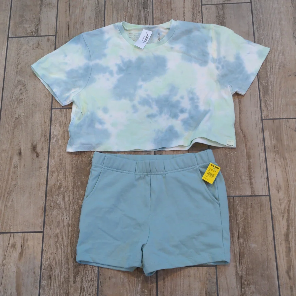NWT Girls' RSQ Tie Dyed Cropped Tee and Matching Sweat Short Set